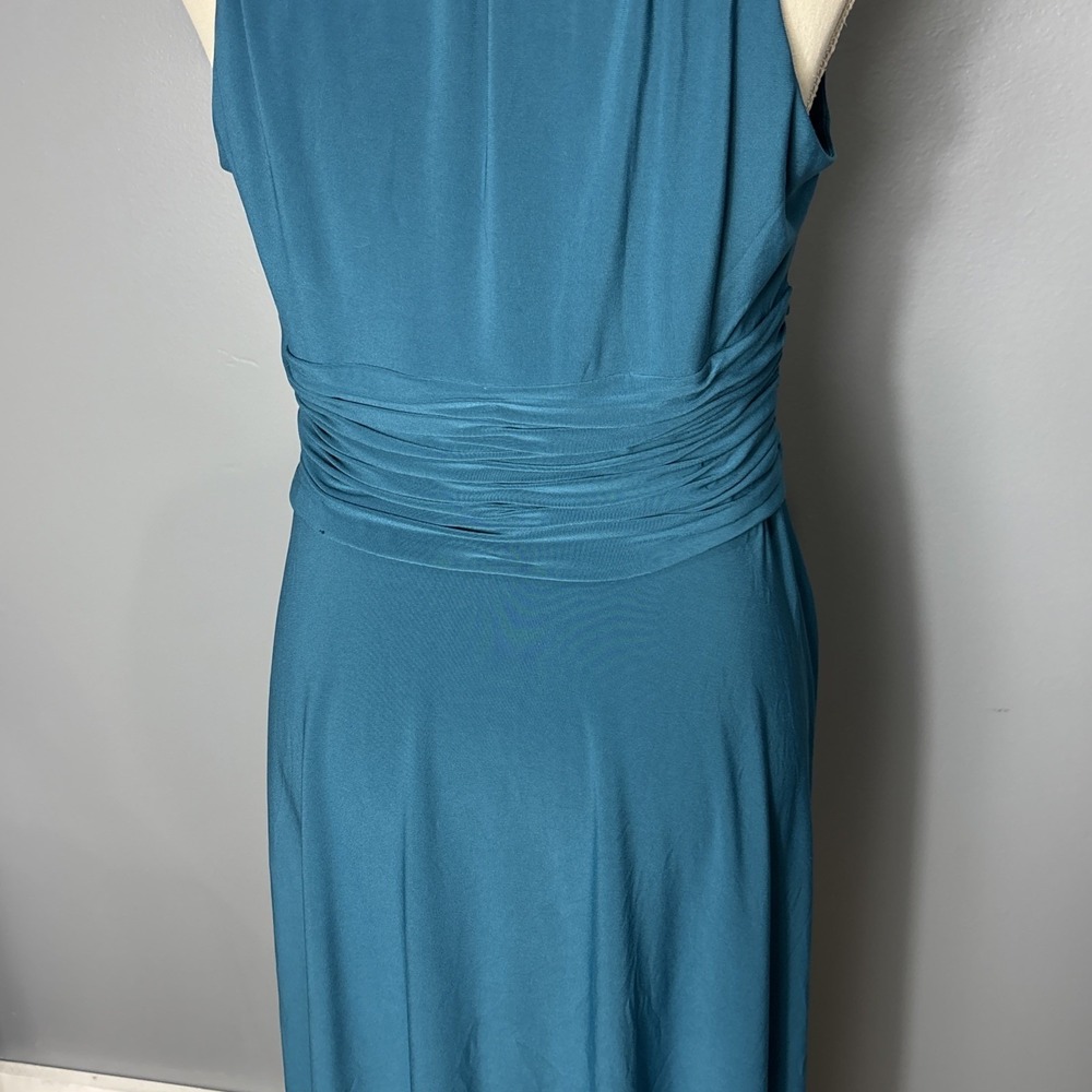 Evan-Picone Teal Blue Halter Wrap V-Neck Midi Dress Womens Size 10 Cocktail - Picture 7 of 11